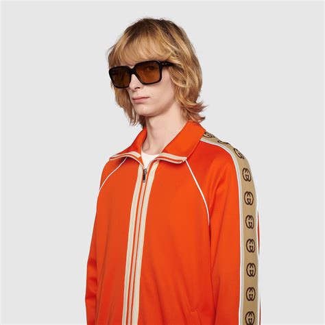 gucci technical jersey jacket orange|Gucci jacket farfetch.